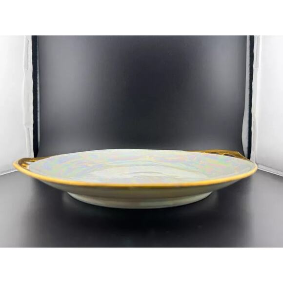 Vintage German Lusterware Round Handled Serving Plate - Picture 2 of 7